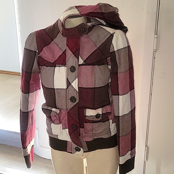 FOX Flannel Hooded Plaid Y2K 90's Jacket M Streetwear Skater Surfer California‎ - Picture 1 of 7